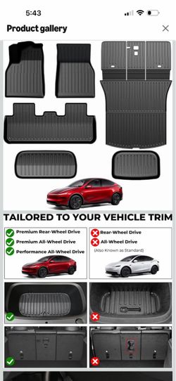 All weather Floor liners for 2025-2026 Tesla Model Y Juniper