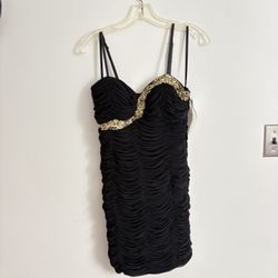 Black & Gold Sequin Bodycon Dress