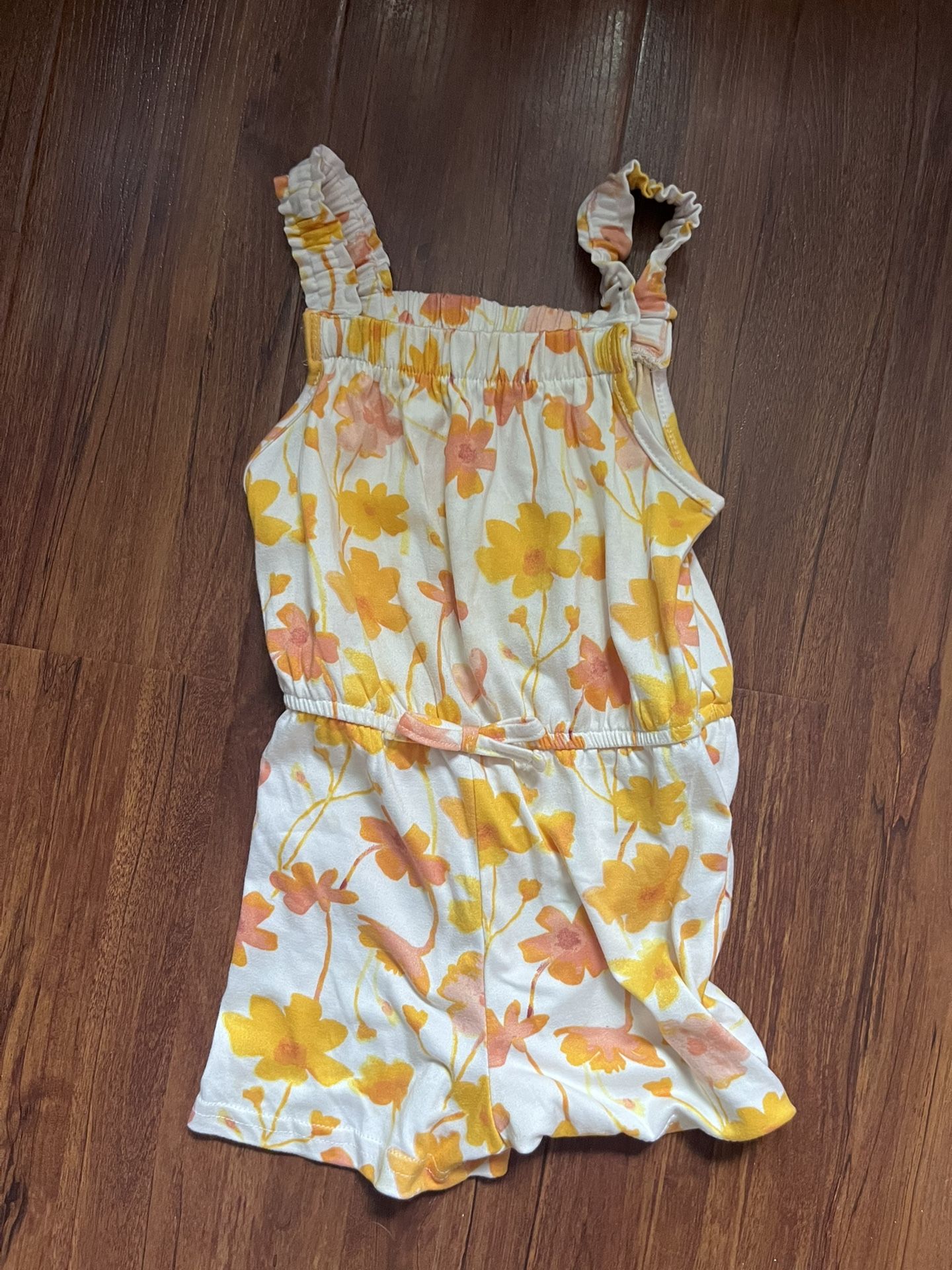 Girls Dress -yellow Leaf Print -4T