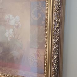 Ornate Framed Orchid Floral Wall Art Decor
