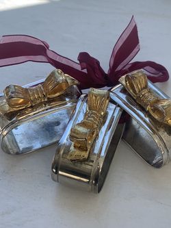 Set of 3 Silver plated napkin rings Vintage More pics in comments Great fun and fancy for alittle gathering at home! Easy contactless pick up near