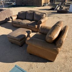 Light Tan/Brown Leather Couch Set (Great Condition)
