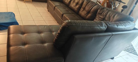 Charcoal gray Leather sectional sofa  (cash or zelle only)