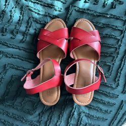 Time and Tru Red Women's Sandals Memory Foam Size 8