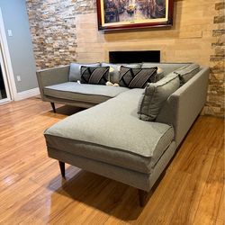 FREE DELIVERY- Modern 2-Piece Grey Sectional Sofa