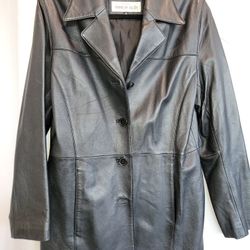 Franklin Allen Black Leather Jacket, Size M