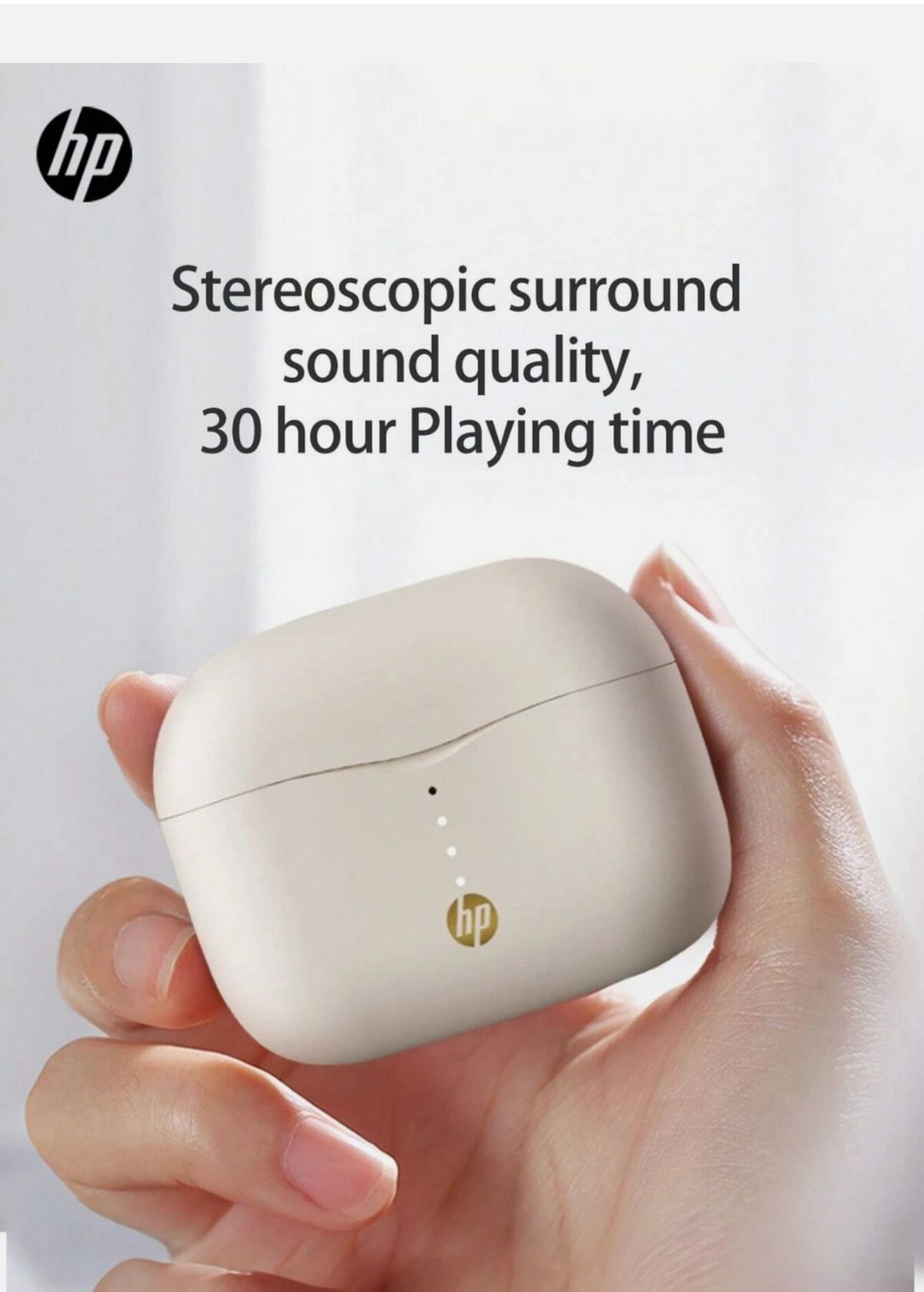 HP True H23A Wireless Earphone 5.3 Auto Pairing Earbuds 30H Playtime For iPhone Beige