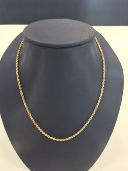 Rope Chain Necklace Tri Color Gold Yellow White Rose 14k 7.9 grams 22 Inch