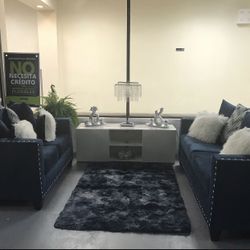 Brand New Velvet Sofa And Love Seat With Pillows 