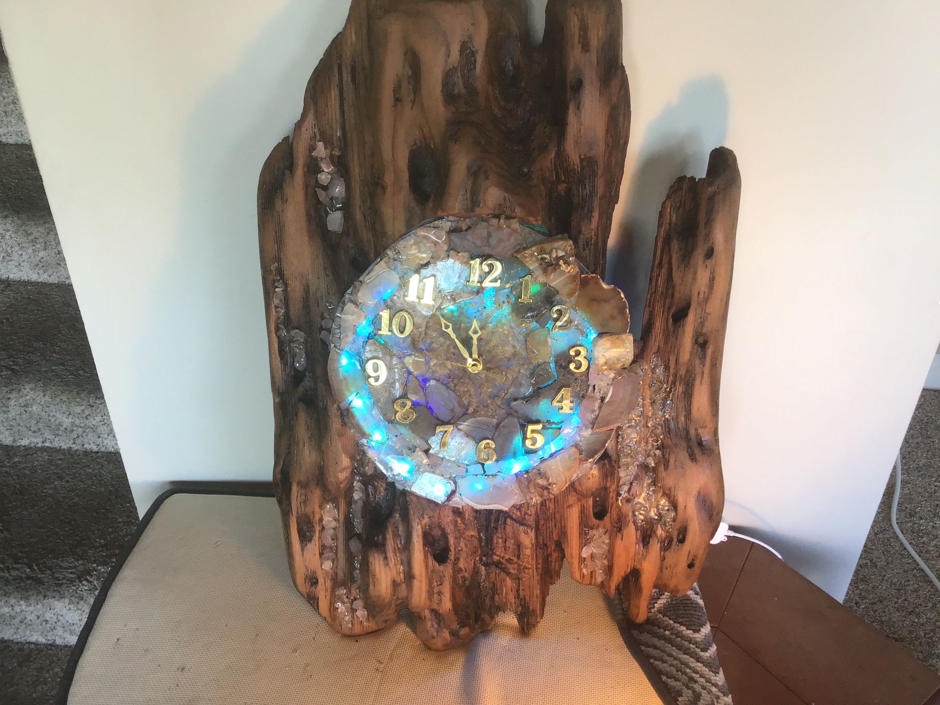 Driftwood And Stone Clock