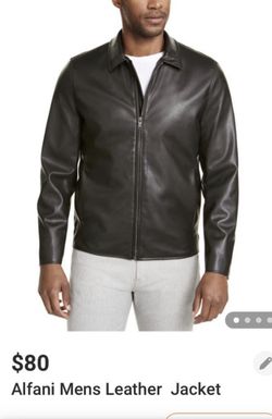 Men Harrington style faux leather jacket