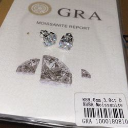 Moissiante stones Vvs 3ct silver round earrings (PASSES DIAMOND TESTER)(ON SALE)