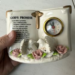 Religious Clock Ceramic Statue with Christian Faith Theme Design God’s Promise
