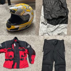 Motorcycle Helmet , Padded Jacket Pants , Cover
