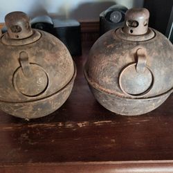 2 Antique Wrought Iron Road Side Flares