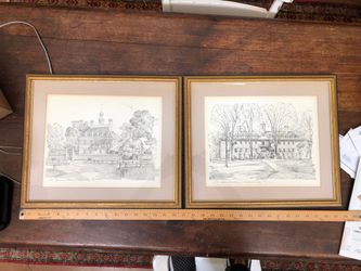 2 Williamsburg VA drawings Framed Palace Wren Bldg