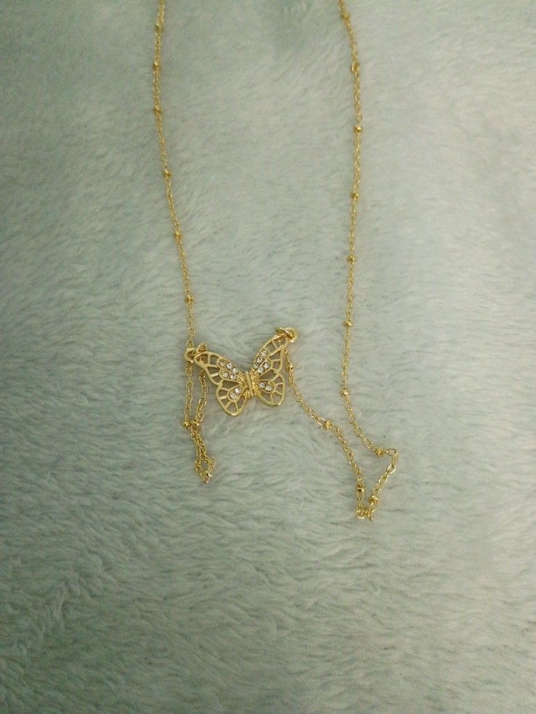 Gold Plated Women Butterfly Necklace