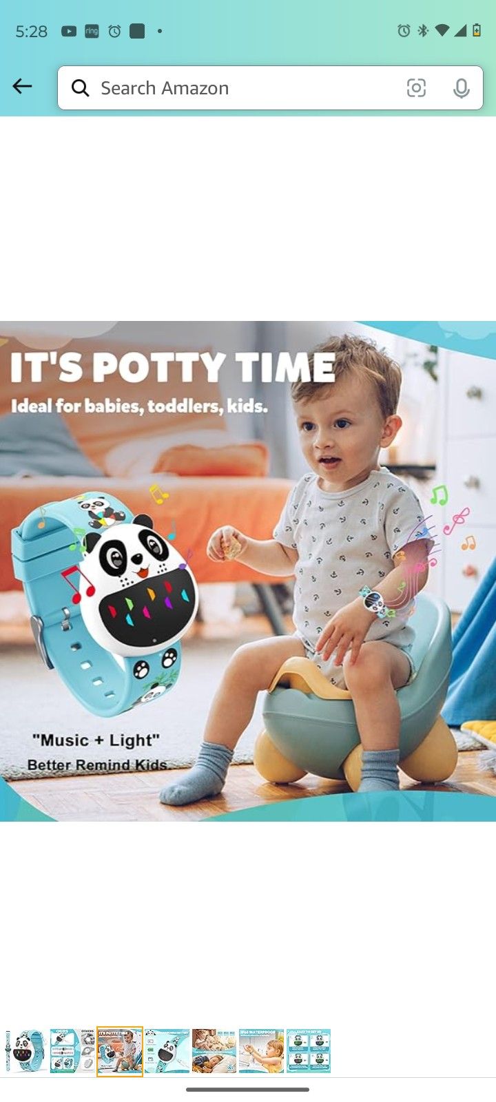 Potty Training Watch Timer for Toddler Boys & Girls, USB Rechargeable Training Potty Watch with Countdown, Alarm Clocks, Flashing Lights and Music, Wa