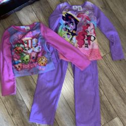 Girls Polyester Shopkins My Little Pony Pajamas Pajama Set Pajama Bottoms Size 7/8