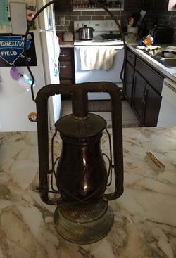 Antique Dietz red globe kerosene lamp