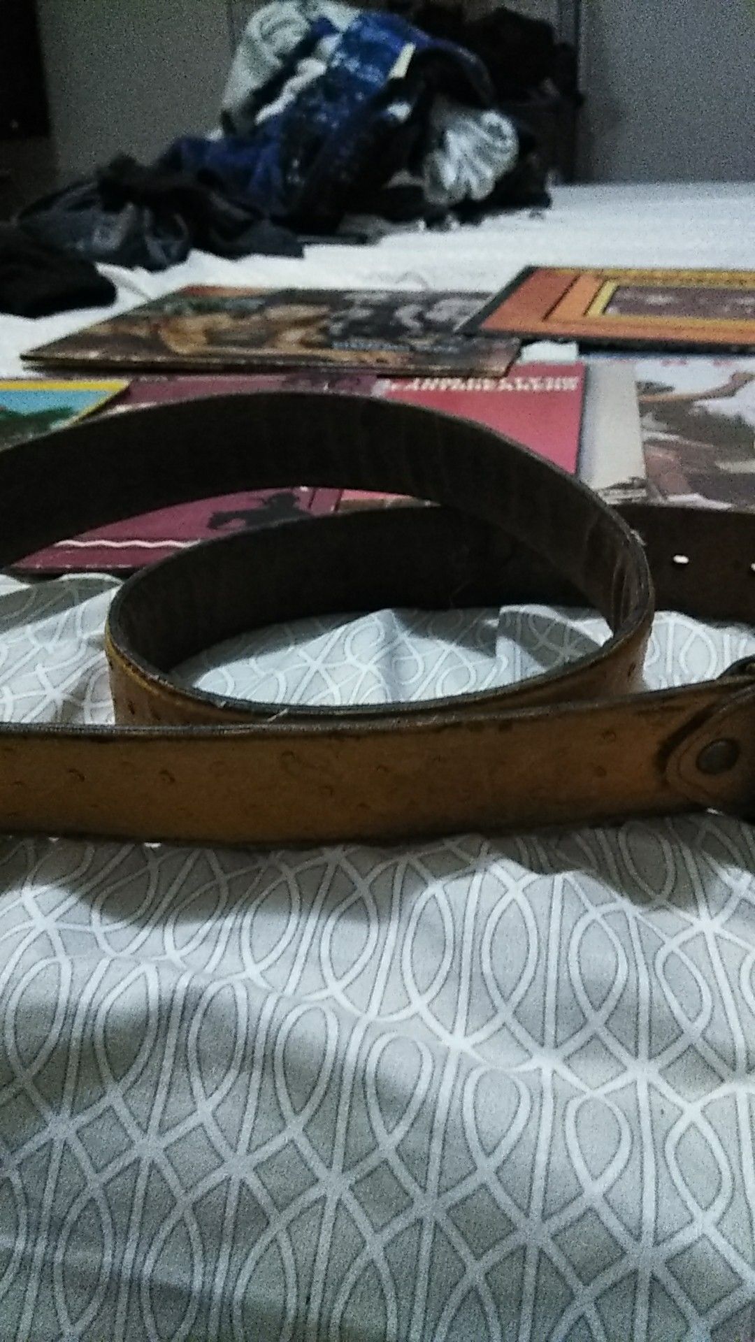 Real ostrich skin belt