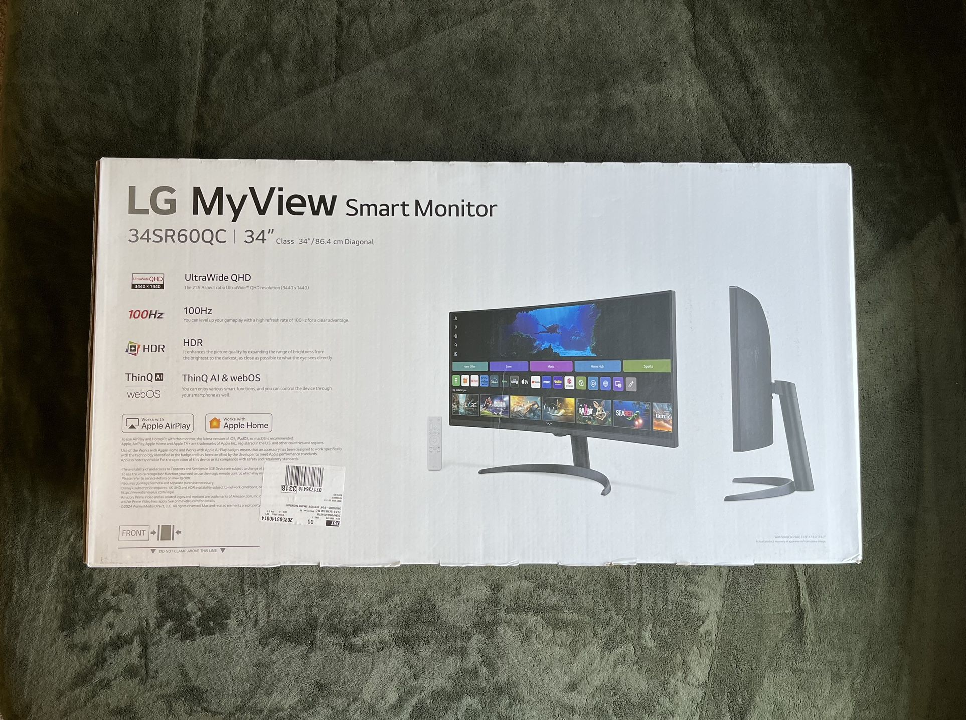 LG 2025 MyView Black 34" WQHD 100Hz 5ms Smart Monitor