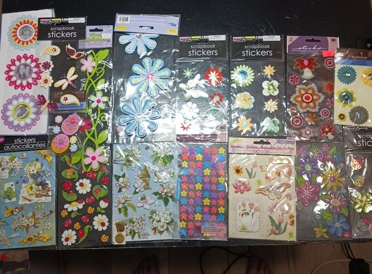 16 Scrapbook Flower Sticker Packs Brand New