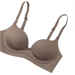 Women's Seamless Support Padded Deep V Neck T-Shirt Bra, Wirefree Push Up