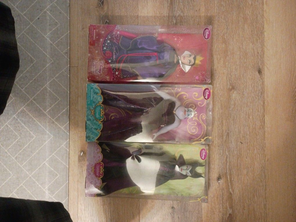 Disney Doll Collection Evil Queen,Ursula & Maleficent.