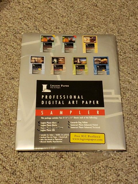 Legion Paper Professional Digital Art Paper Sampler 8.5 x 11 New/Opened 