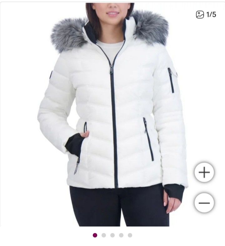 Nautica Ladies Puffer Jacket With Faux Fur Hood