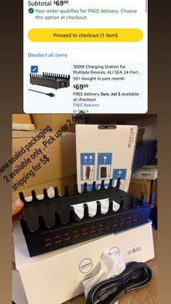 300W Charging Station for Multiple Devices, ALI SEA 24 Port USB C Fast Charging Station, Multi Device Charger Station Organizer Compatible with Cellph