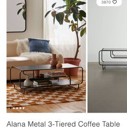 Metal, urban outfitters coffee table, and end table
