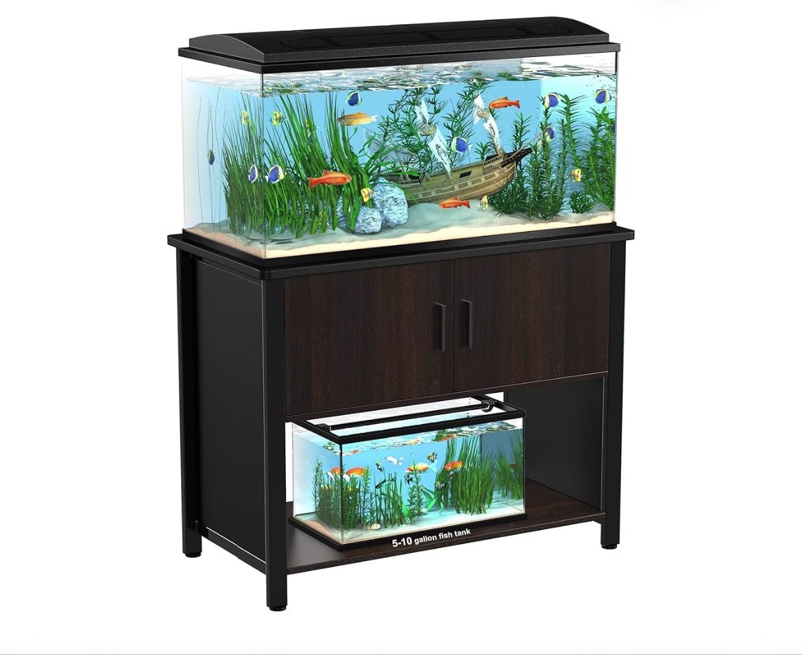 Aquarium Stand with Cabinet for Fish Tank Metal Stand Storage,40 Gallon Fish Tank Stand,Turtle Reptile Terrariums
