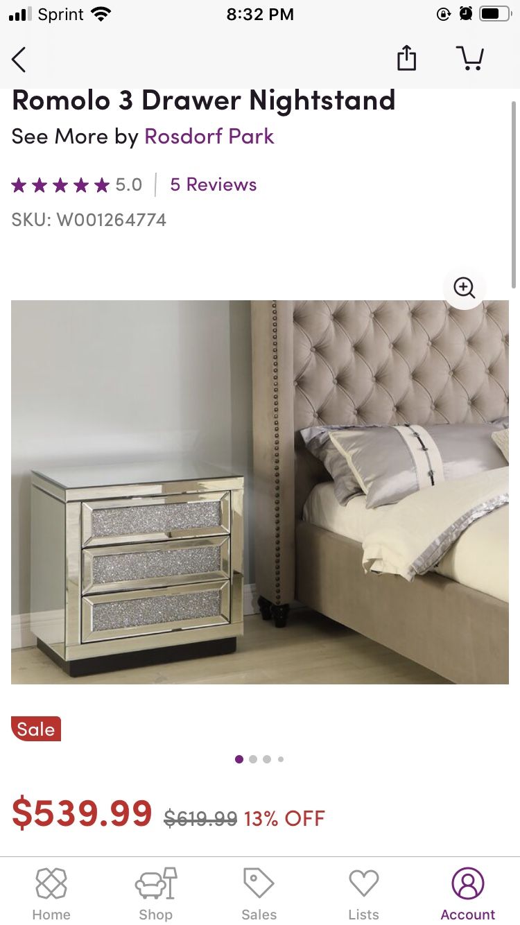 Mirrored nightstand