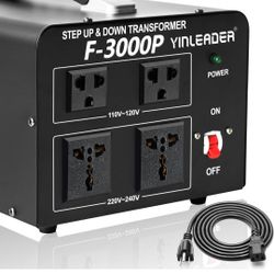 Yinleader 3000 Watt Voltage Converter Transformer Step Up 110V to 220V or Step Down 220V to 110V Power Converter Adapter for use in The United States 