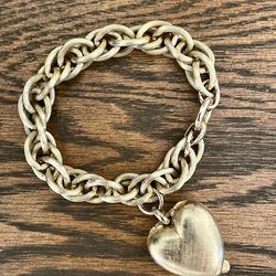 “Napier” Brand Thick Gold Plated Chunky Heart Locket Bracelet