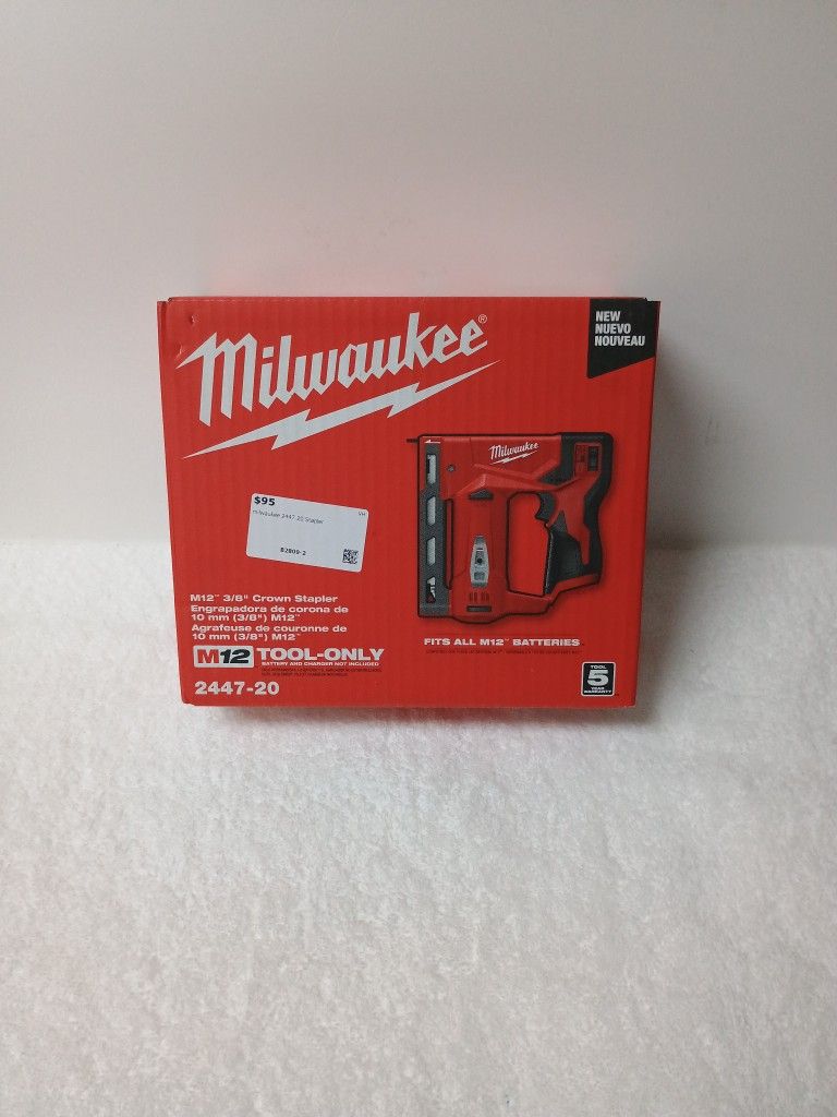 Milwaukee
M12 12-Volt Lithium-Ion Cordless 3/8 in. Crown Stapler (Tool-Only)