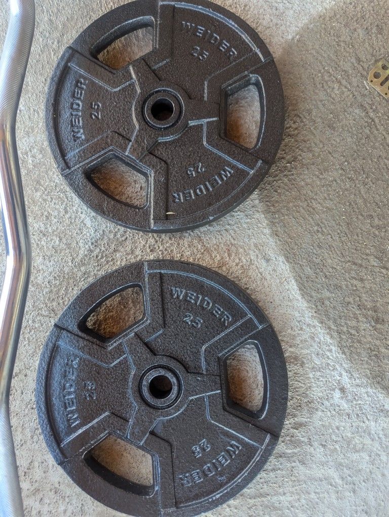 Weider Iron Weights And Curl Bar