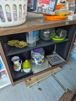 Low Wooden Shelving Unit Cabinet