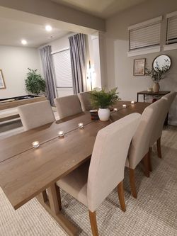 IKEA Dining Table + 6 Upholstered Chairs Set - Excellent Condition