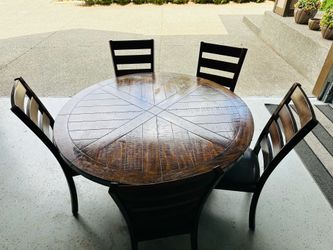 Custom Solid Wood Dining Table Set w/ 5 Chairs – Easy to Disassemble