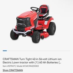 Craftsman Electric Riding Lawnmower