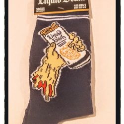 ☠️ Liquid Death ☠️ (Blue) Novelty Crew Socks Fits Men's Shoe Size 6 - 12  *NWT*