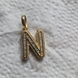 Letter N Diamond Pendant 