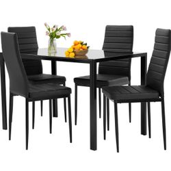 FDW Dining Table Set Glass Dining Room Table Set for Small Spaces Kitchen Table and Chairs for 4 Table with Chairs