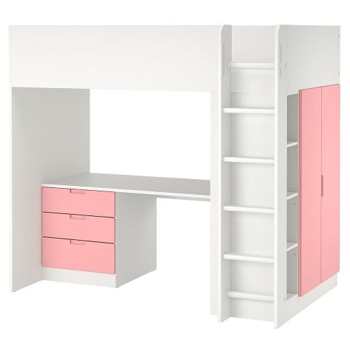 Ikea Loft Bed + Desk + Closet + Shelving Combo with Twin mattress