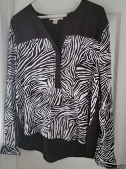 Brand:Michael Kors.model:long Sleeves Casual Shirt For Woman.Color:brown And White.size:XL