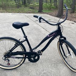 Giant Simple Seven Women’s 26” Cruiser Bike – 7-Speed – Black/Pink