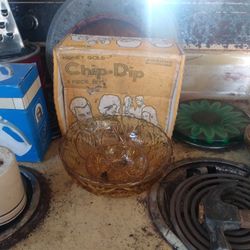 Vintage 3 Piece Chips And Dip Set